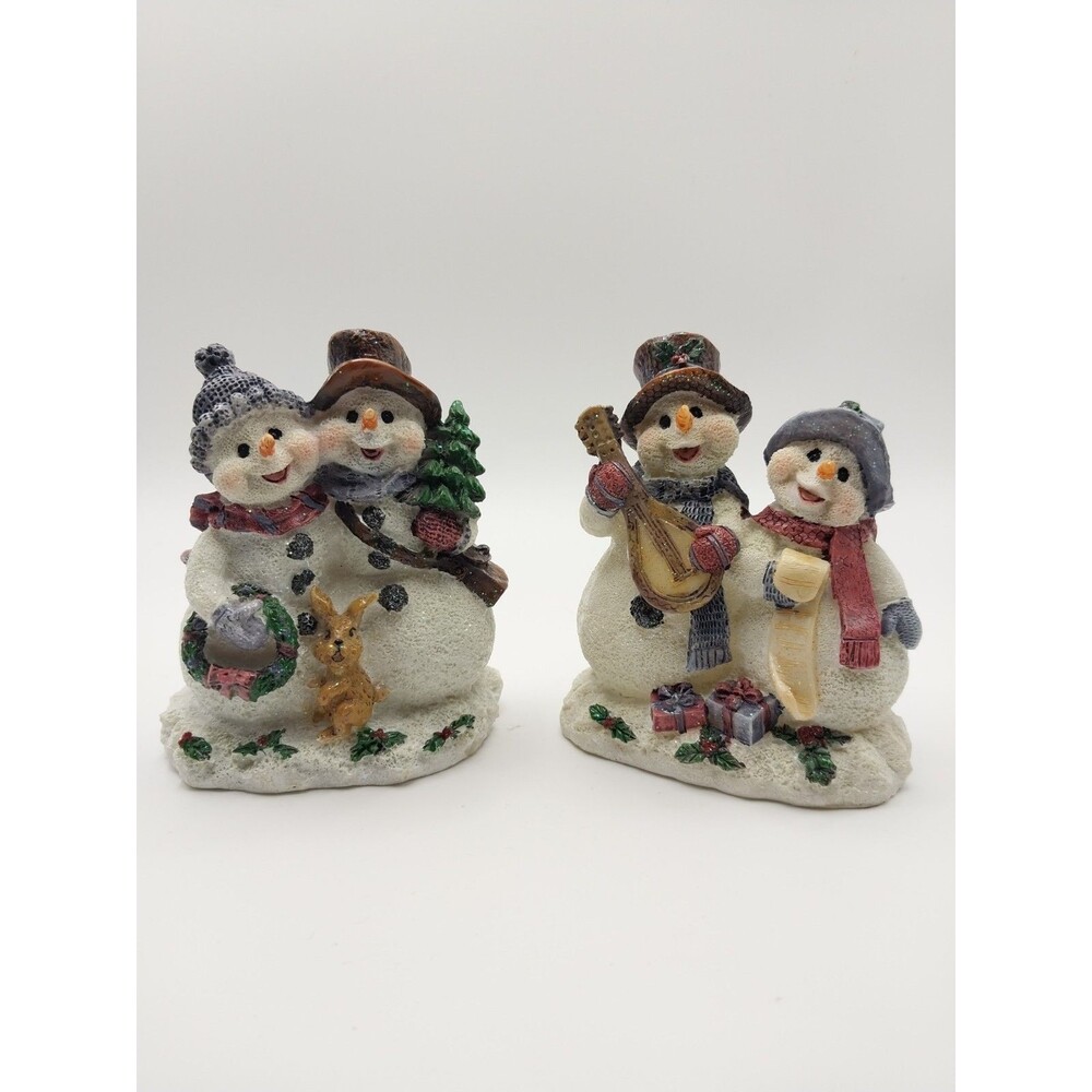 Vintage Homco Mr. & Mrs. Snowmen Figurines Set of 2 Home Interiors 54007 EC